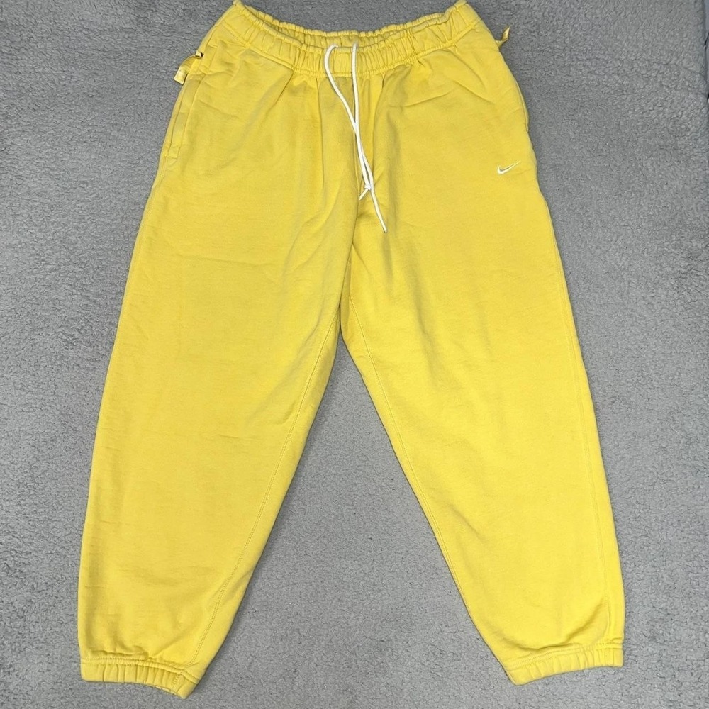 Nike Sweatpants Mens Sz L Yellow Fleece Embroider Swoosh Taper Jogger DX1364-700